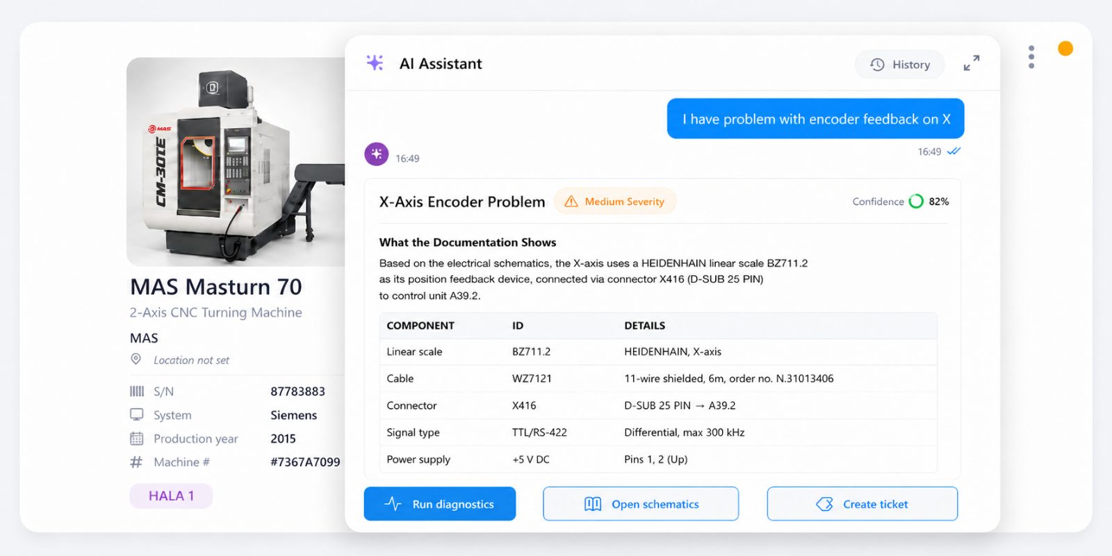 AI Maintenance Assistant, live diagnostics